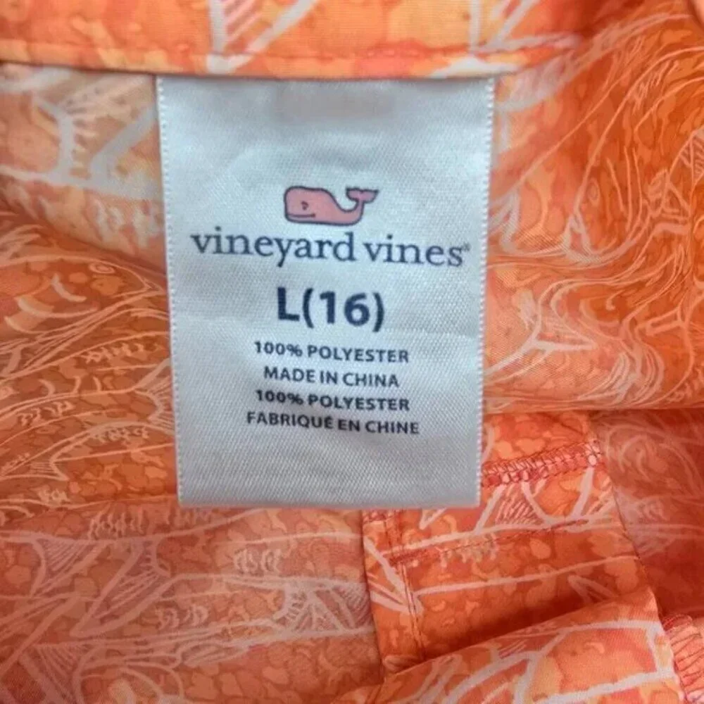 Vineyard Vines Neon Orange Fish Boys School of Tarpon Board Shorts